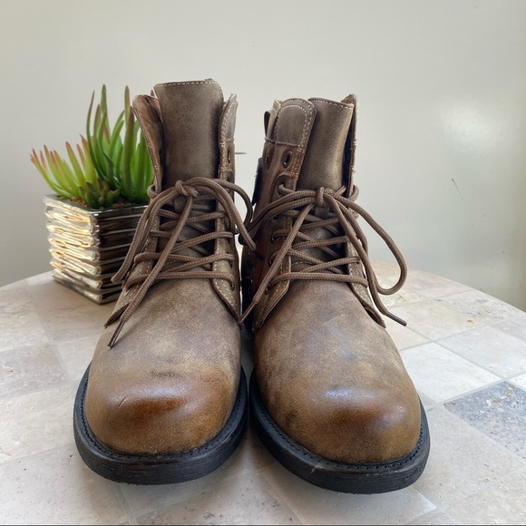 NWOT POLAR FOX BROWN ANKLE COMBAT BOOTS BOOTIES - Picture 3 of 15